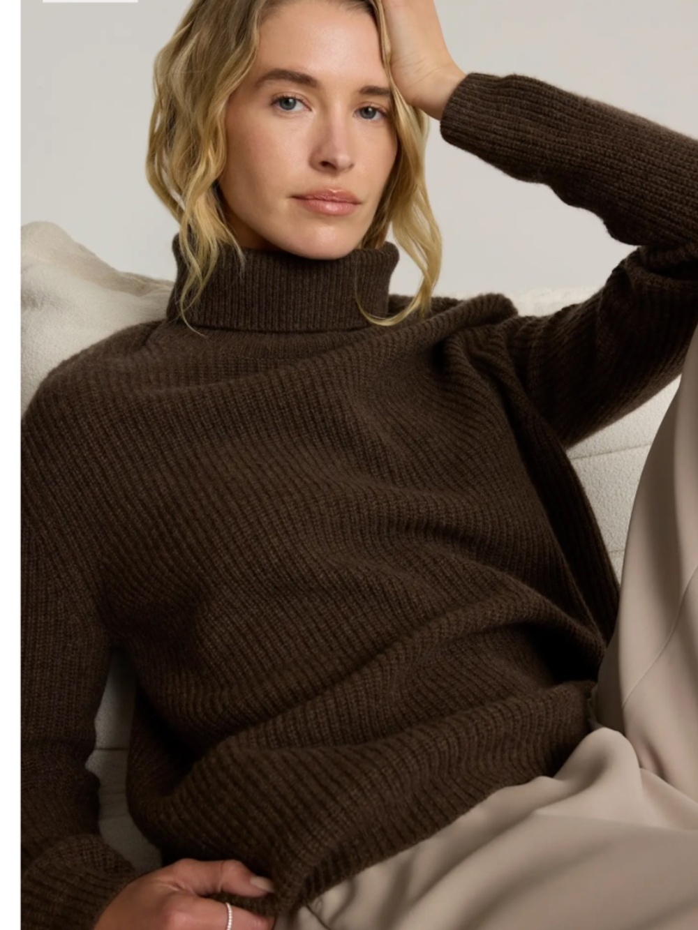 Quince Mongolian Cashmere Fisherman Turtleneck Sweater